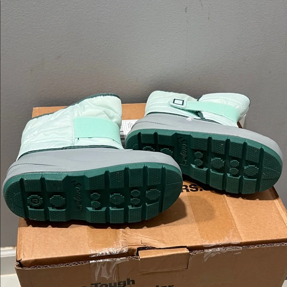 Kids' Gray and Green Snow Boots
